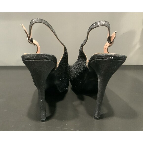 Bella Luna Black Rhinestone Sling-Back Size 10 Pumps - Picture 4 of 6
